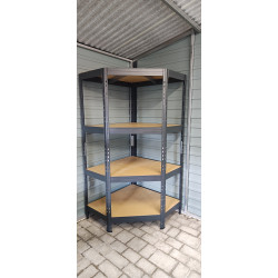 Regał narożny na nity 180x90x90x45 cm 4 półki 250 kg